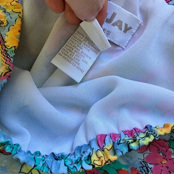 Tanjay Colorful Floral Tulip Ruffle Hem Maxi Skirt Pull On Elastic Waist Petite - Picture 4 of 5